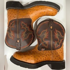 Justin Gypsy Collection Boots Ladies Ostrich Print Gypsy Boots | EUC | 9B